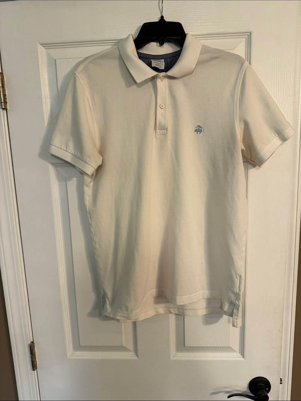 Brooks Brothers Cream Polo with Subtle Blue Logo